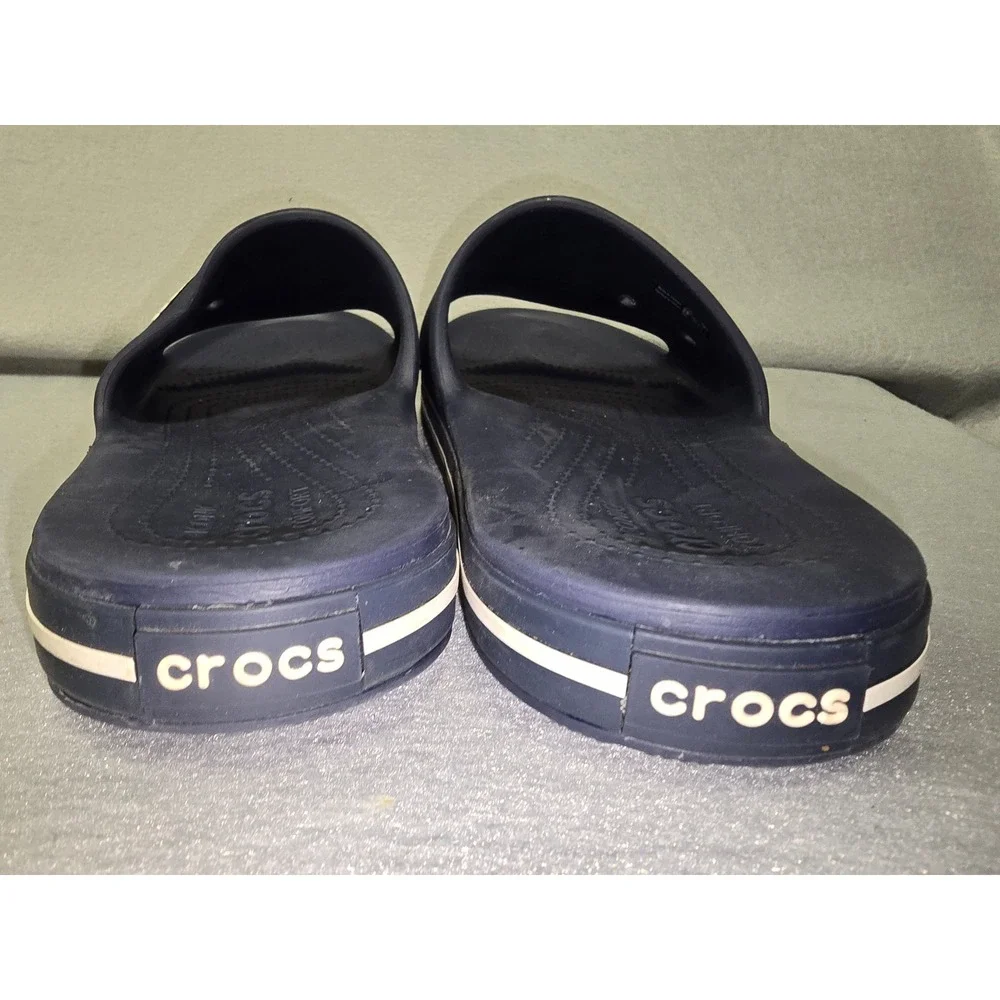 Crocs Slides Navy Blue White Mens Size 13 Sporty Sandals